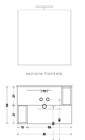 Base sospesa mobile bagno 80 cm MODC Bianco Venato