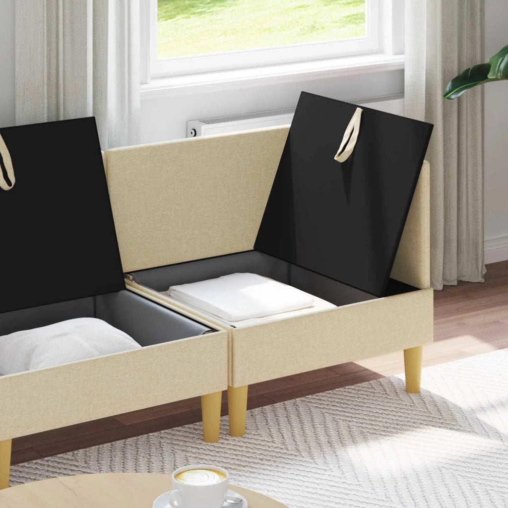 Set di mobili per il soggiorno con cuscino 4 pcs Crema Tessuto 3413709