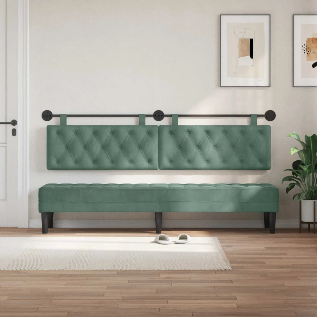 Testiera | Testata sospesa Con luce LED Verde Mare Velluto