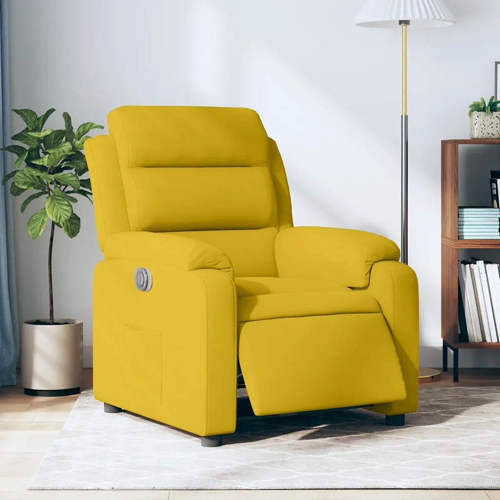 Divano Sedia-Poltrona Reclinabile Elettrica Gialla in Velluto 308438