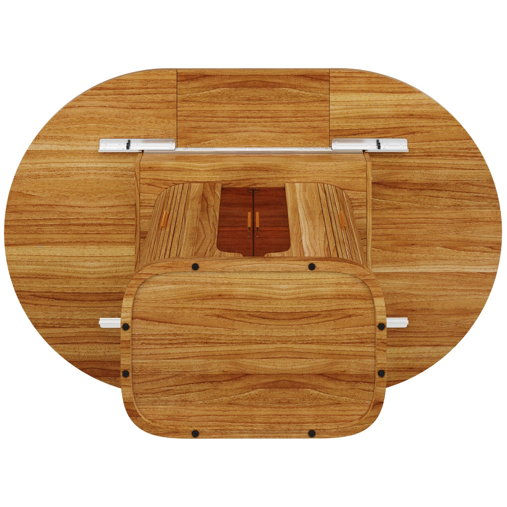 Tavolo da pranzo allungabile con cassetti e vani; per sala da pranzo; noce