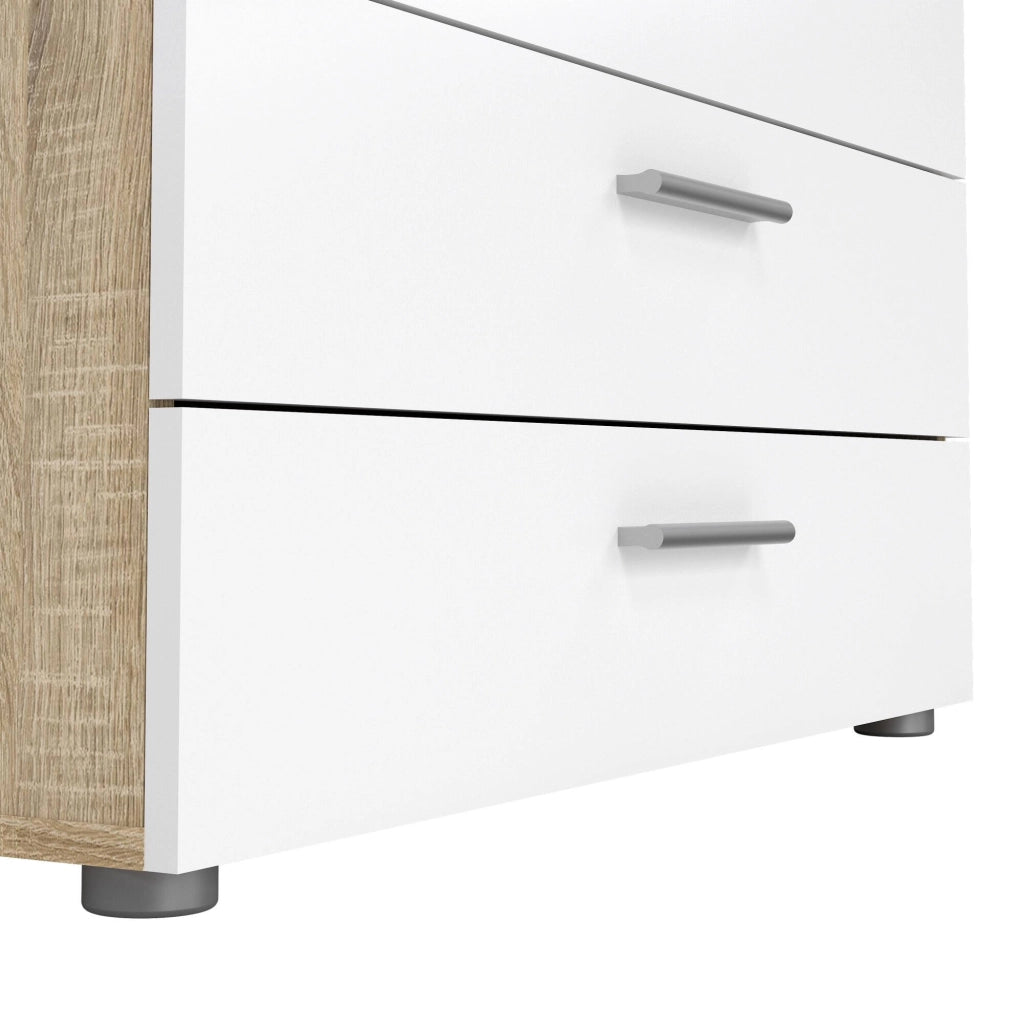 Cassettiera Arwen, Settimino multiuso, Comò camera da letto, Mobile con cassetti, 80x40 h68 cm, Quercia e Bianco lucido