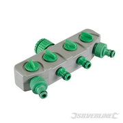 Raccordo rubinetto a 4 vie maschio 3/4" e 1/2" Silverline
