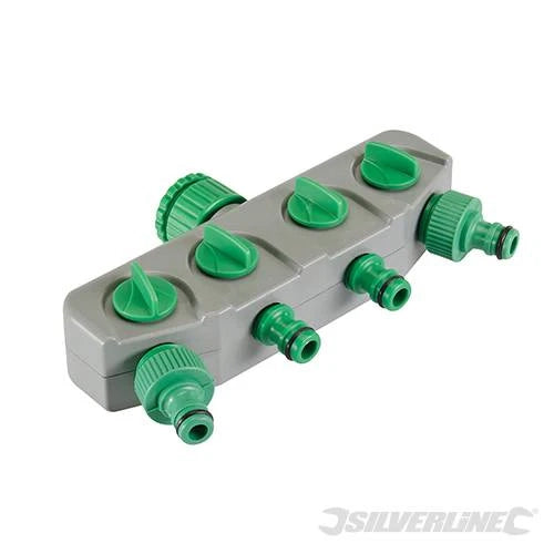 Raccordo rubinetto a 4 vie maschio 3/4" e 1/2" Silverline