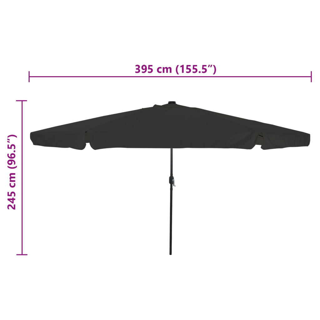 Parasol da Giardino  con Luci LED Ã˜395x245 cm Nero