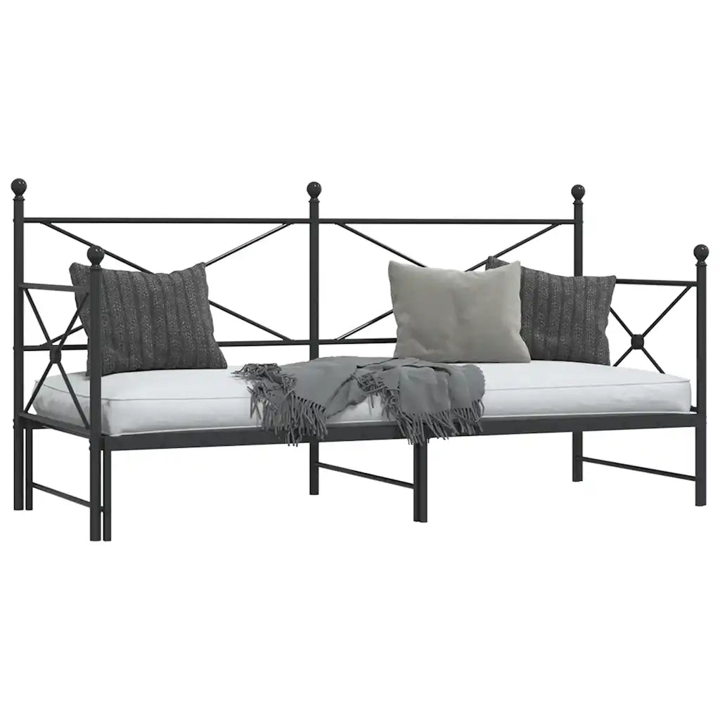 Divano Letto Estraibile senza Materasso-Sofa Letto-Daybed Nero 90x200 cm Acciaio