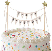 Decorazione per torta di compleanno - Tapeciario - Bandiera da tavola - Manufatto a mano - Decorazione da festa - 21x20,5 cm - Giallo/Nero/Bianco - Decorazione da torta