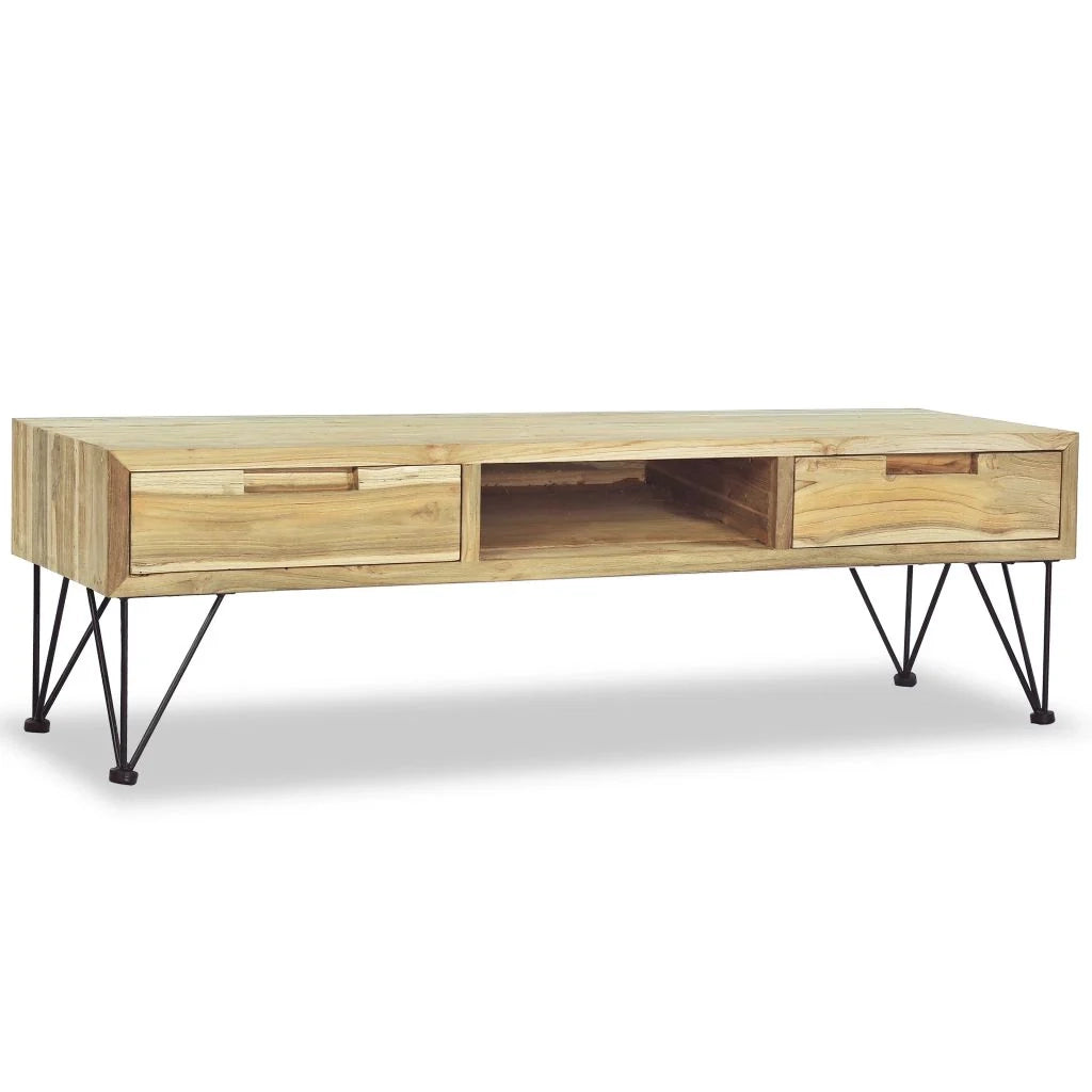 Pratico mobile porta TV/buffet di design 120 cm teak massello beige 2502249