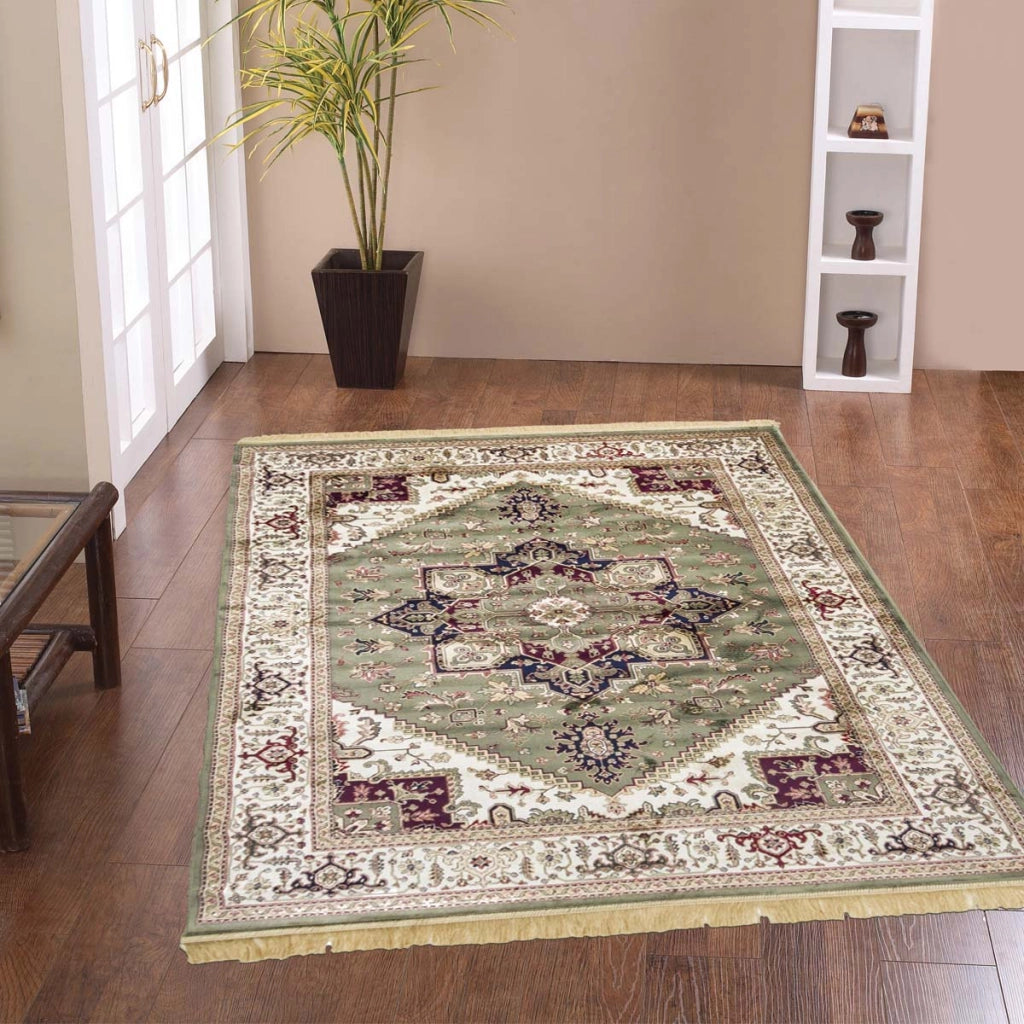 Tappeto RUBINE 304 Heriz VERDE cm.250x380 disegno classico persiano stile orientale tradizionale. Tappeto salotto, soggiorno, camera da letto, ingresso, corridoio.