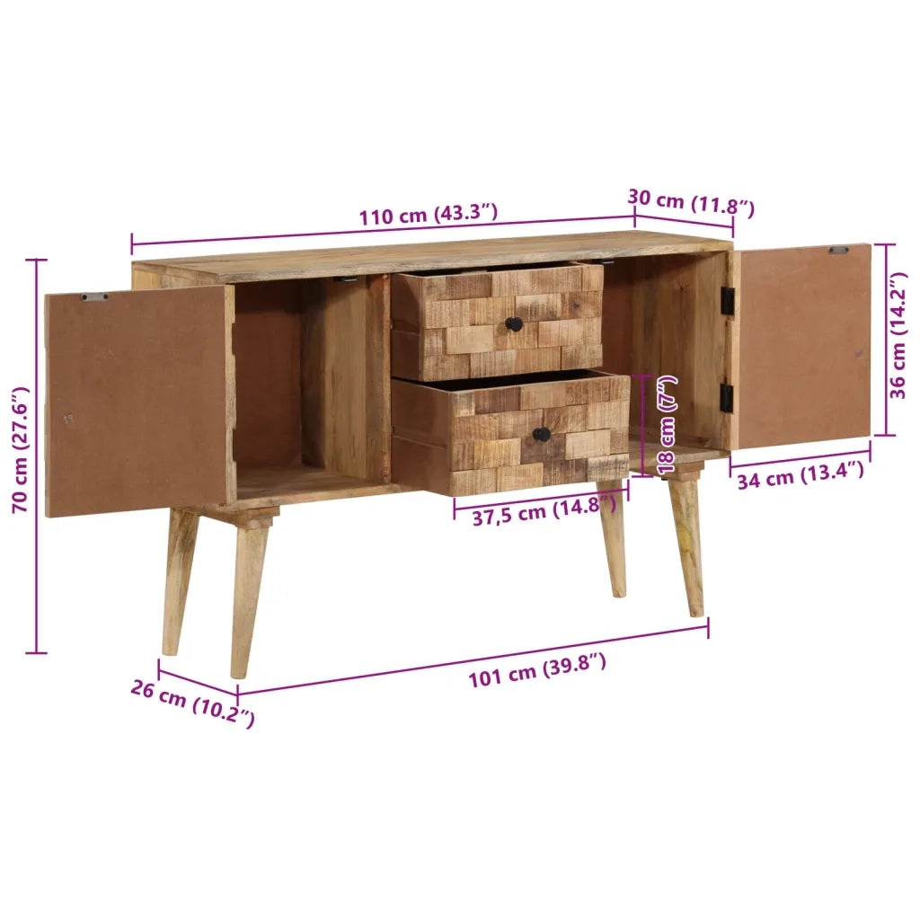 Credenza 110x30x70 cm in Legno Massello di Mango 376063