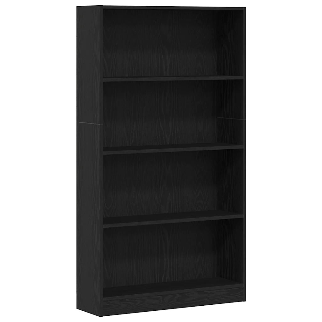 Libreria a 4 Ripiani-Scaffale per Libri-Mobile di Stoccaggio Rovere Nero 80x24x143 cm in Truciolato