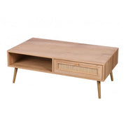 Tavolino basso ALTA in rovere chiaro - Design scandinavo e pratico vano portaoggetti
