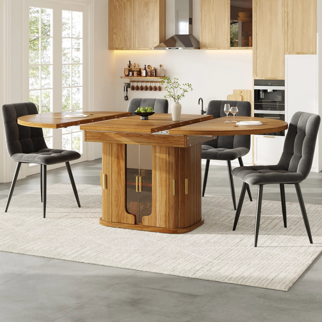 Tavolo da Pranzo Rotondo Allungabile ¨C Xylo ¨C Noce, 118-158 cm, 6 Persone
