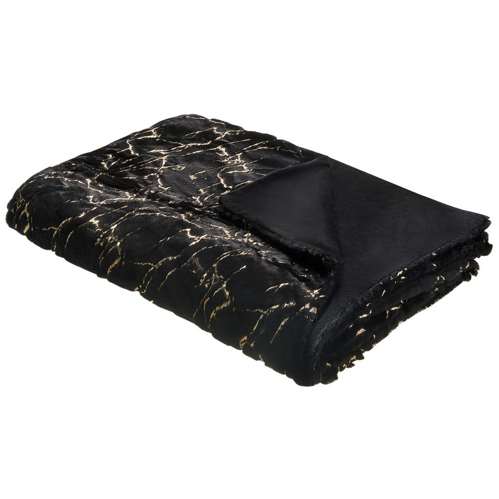Coperta in poliestere Nero 130 x 180 cm copriletto plaid in marmo dorato motivo soggiorno camera da letto
