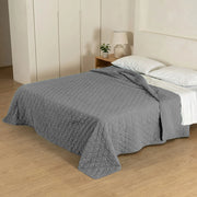 Copriletto Trapuntato Matrimoniale 250x250 cm Effetto Stropicciato, Trapunta Leggera con Imbottitura in Microfibra Anallergica 100 g/m², Copriletto Moderno per Mezza Stagione e Arredo Camera Grigio