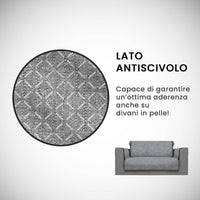 Copridivano con Copri Braccioli Seduta 60 cm in Poliestere Grigio Scuro