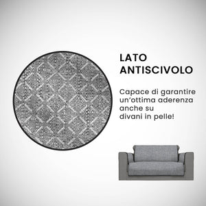 Copridivano con Copri Braccioli Seduta 60 cm in Poliestere Grigio Scuro