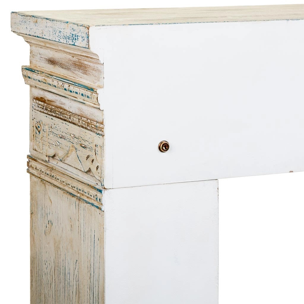 Cornice camino in legno bianco 100x30x110h