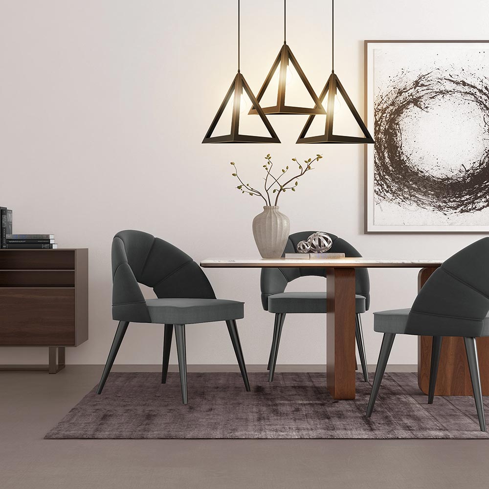 Lampadario Lampada Sospensione Piramide 30cm Design Moderno Paralume Nero