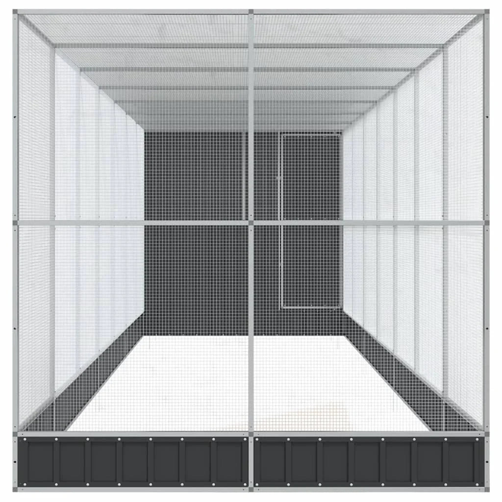 Voliera a gabbia con estensione in argento 830 x 203 x 216 cm acciaio argento 02_0045663