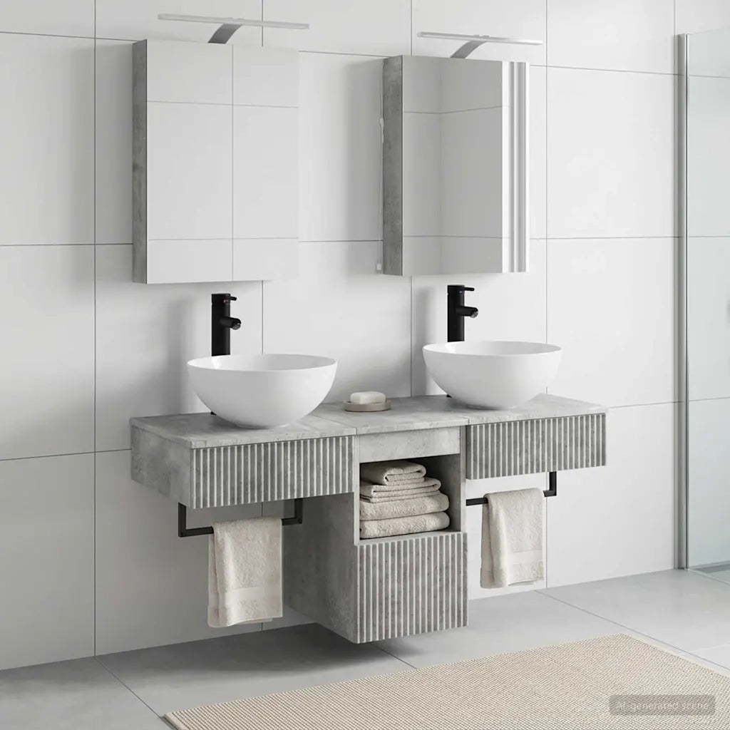 Set di Armadi da Bagno 5 pcs Grigio Cemento 40 x 10,5 x 60,5 cm 3406274