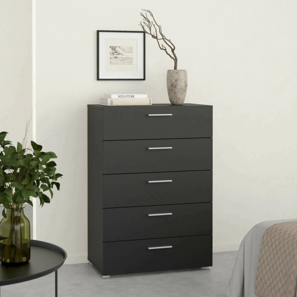Cassettiera Alf, Settimino multiuso, Comò camera da letto, Mobile con cassetti, 70x40 h102 cm, Nero