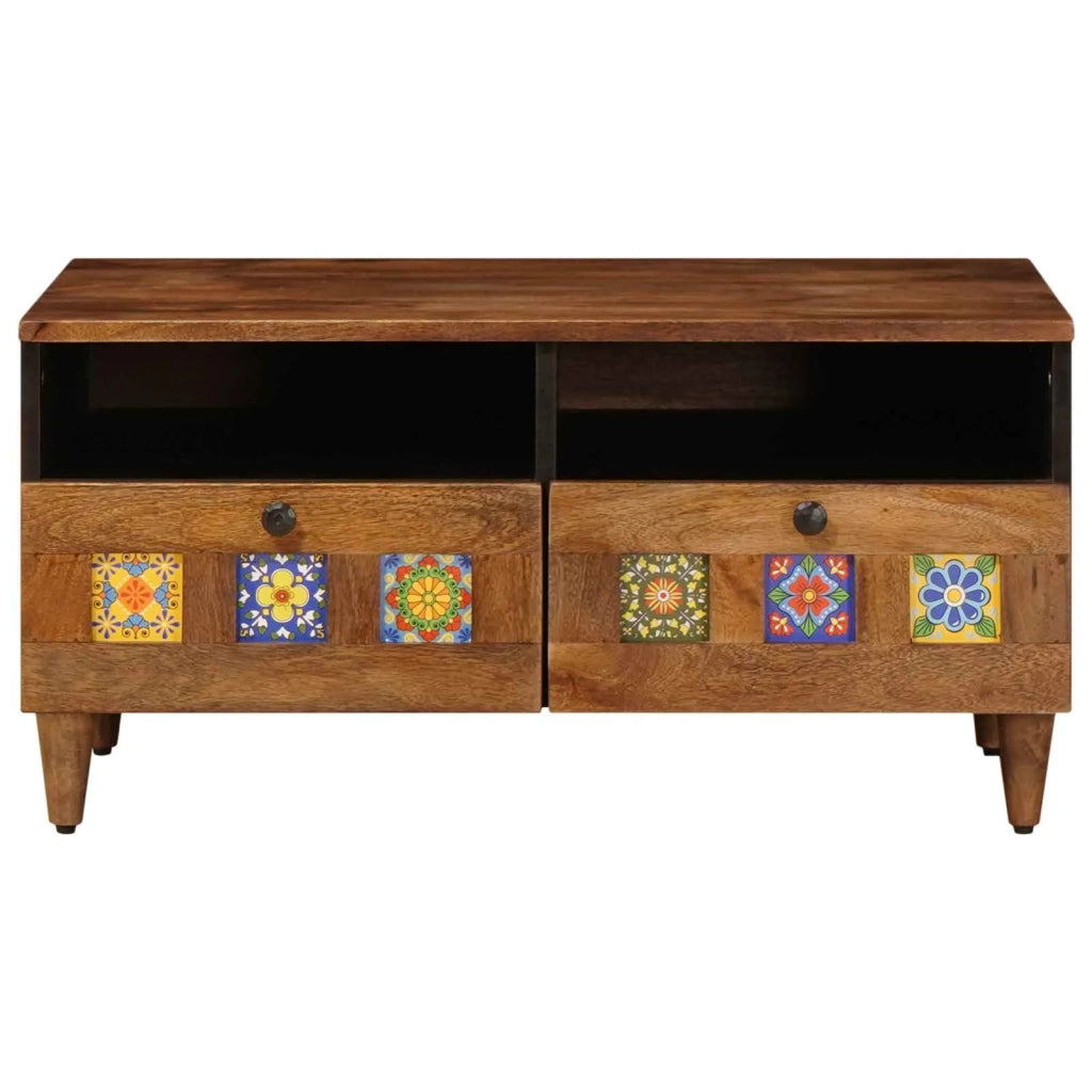 Mobile TV-Credenza per TV Noce 70 x 33 x 46 cm Legno di mango massello