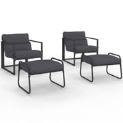 IDMarket - Set di 2 poltrone da giardino MARCO con poggiapiedi grigio e cuscino grigio antracite