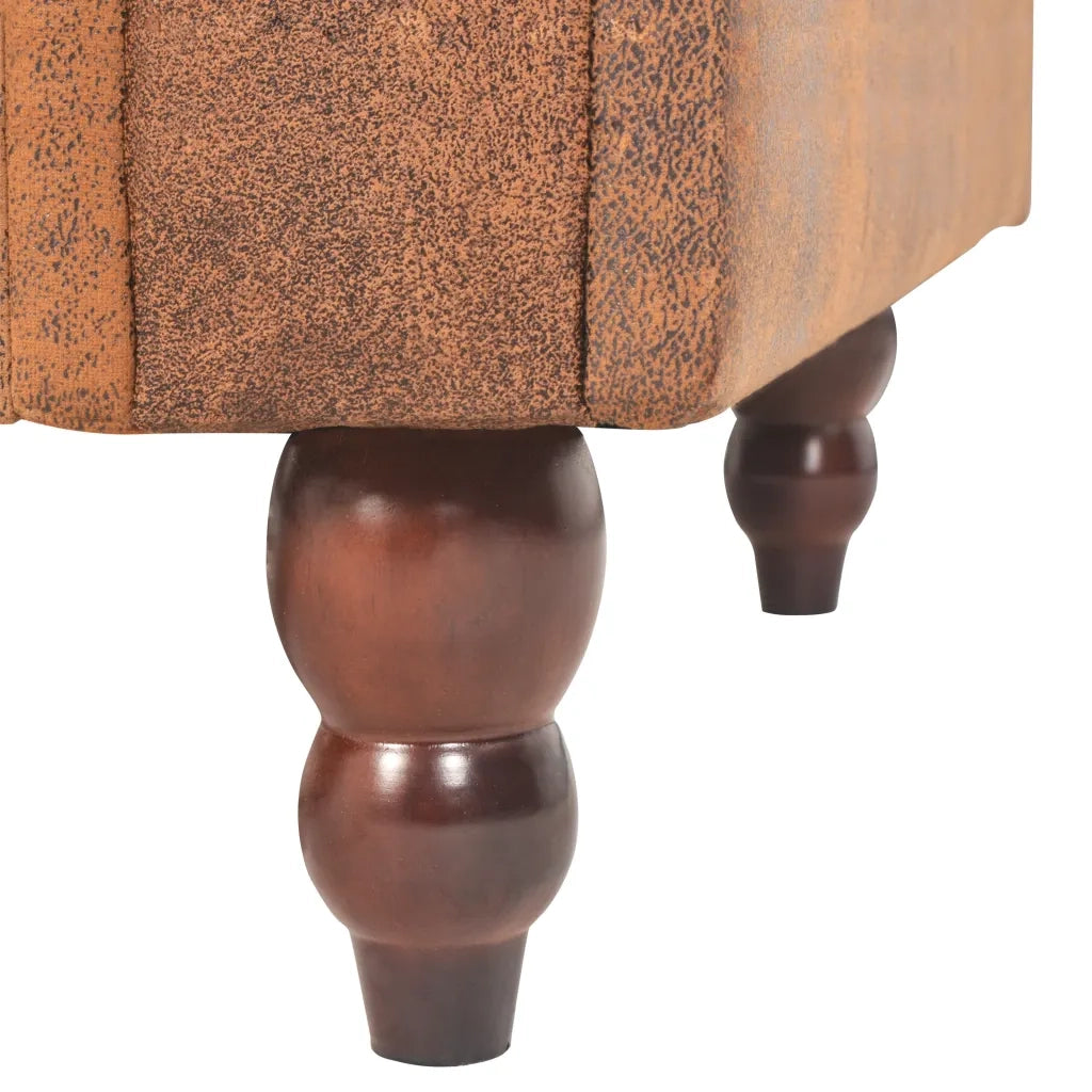 Divano Convertibile a 2 Posti con Braccioli Scamosciato Marrone 245584