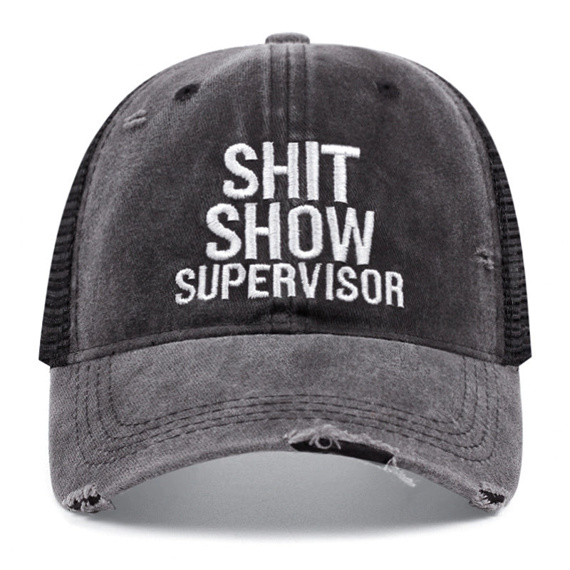 SUPERVISORE DI MERDA Cappellino da baseball con foro per il foro Cappellino da cowboy nero