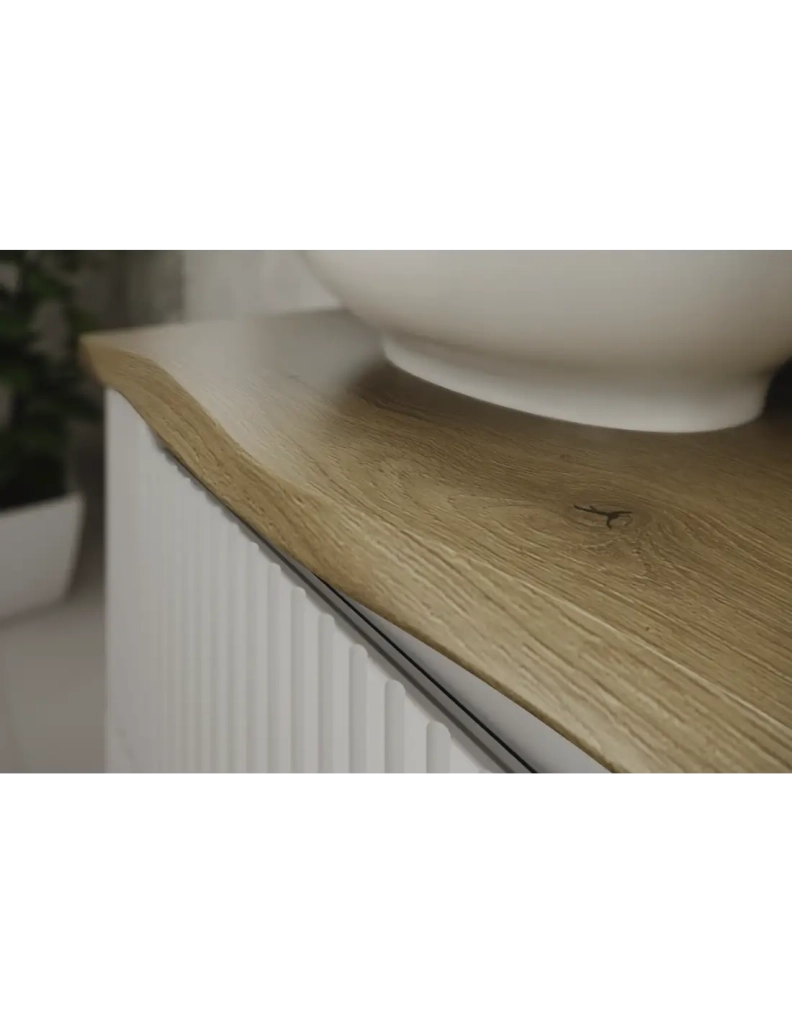 Piano per lavabo NATOURA 80,6 cm in MDF effetto rovere chiaro con bordo naturale