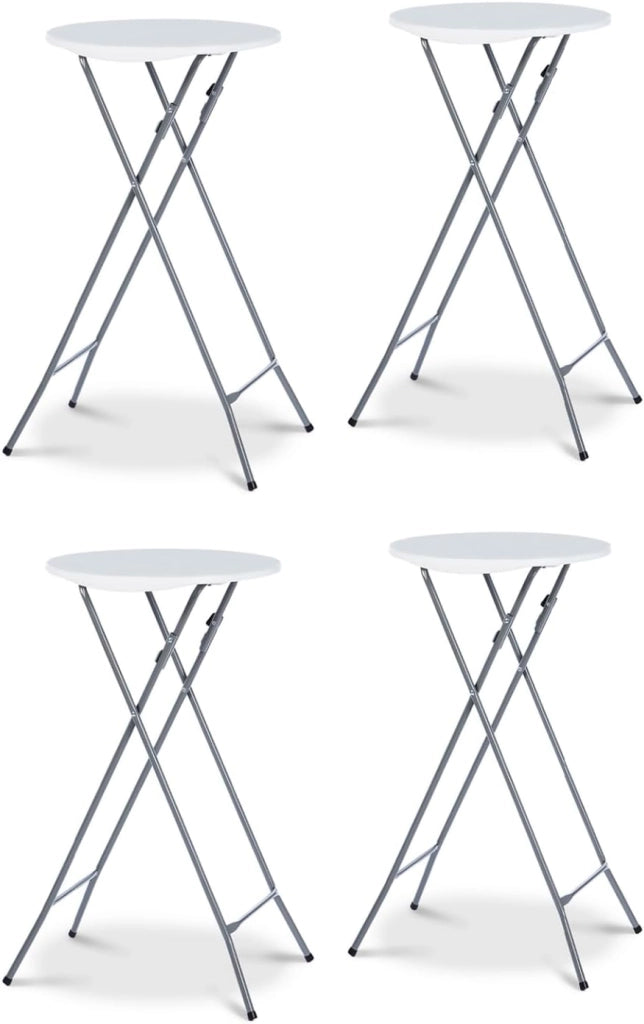 Set di 4 tavoli alti pieghevoli da 105 cm e 4 coperture nere