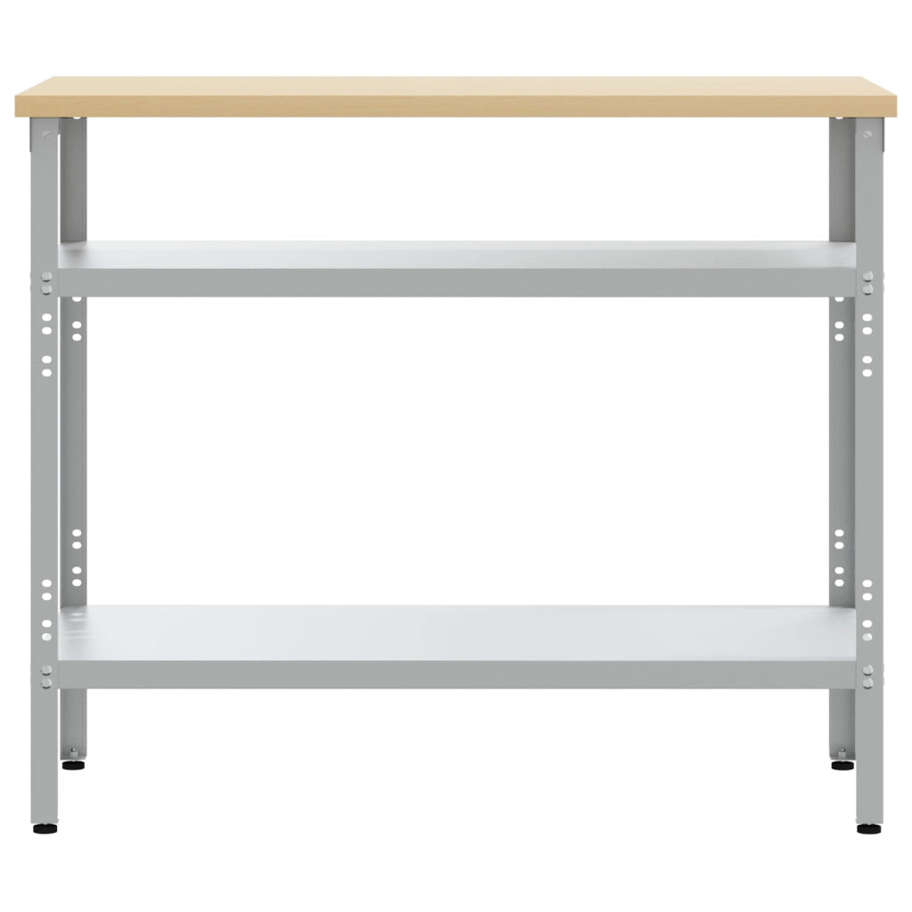 Tavolo da lavoro in grigio, 100x55x85 cm, in acciaio e legno ingegnerizzato