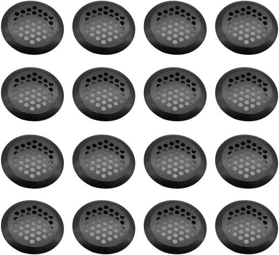 16 pezzi di griglia di ventilazione in acciaio inossidabile - ventilatore rotondo per cucina, bagno e guardaroba - nero.