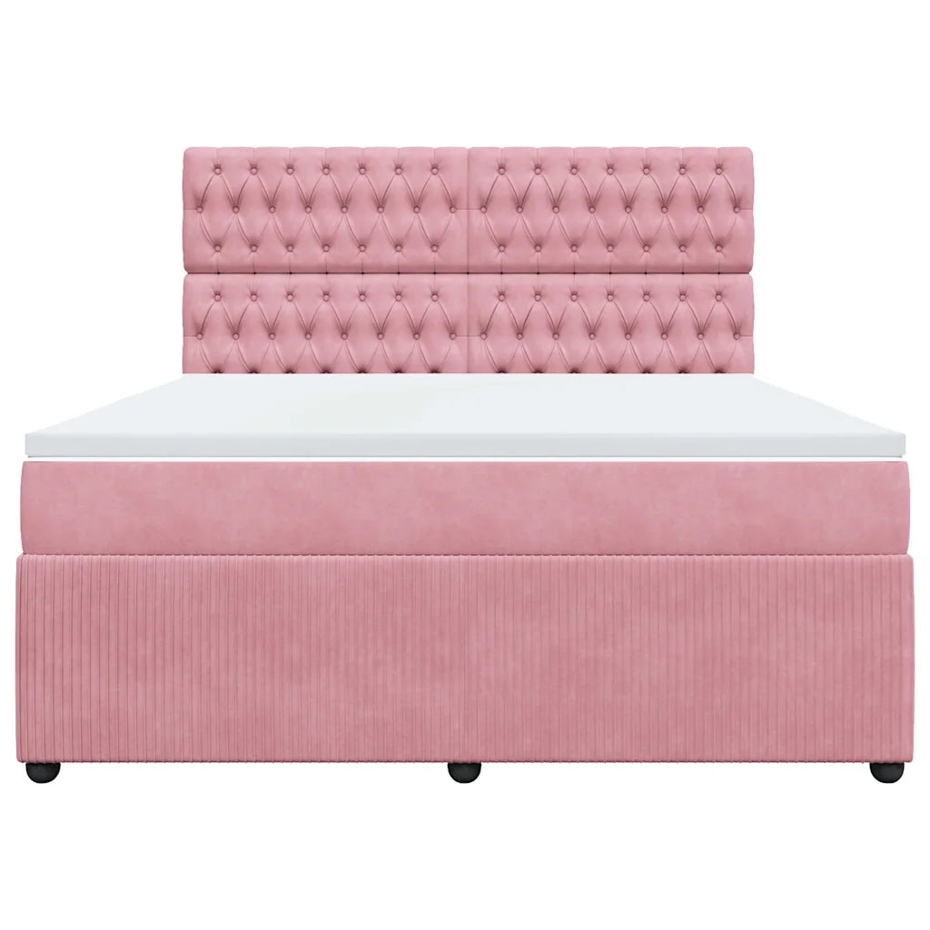 Giroletto a Molle con Materasso Rosa 180x200 cm in Velluto 3292417