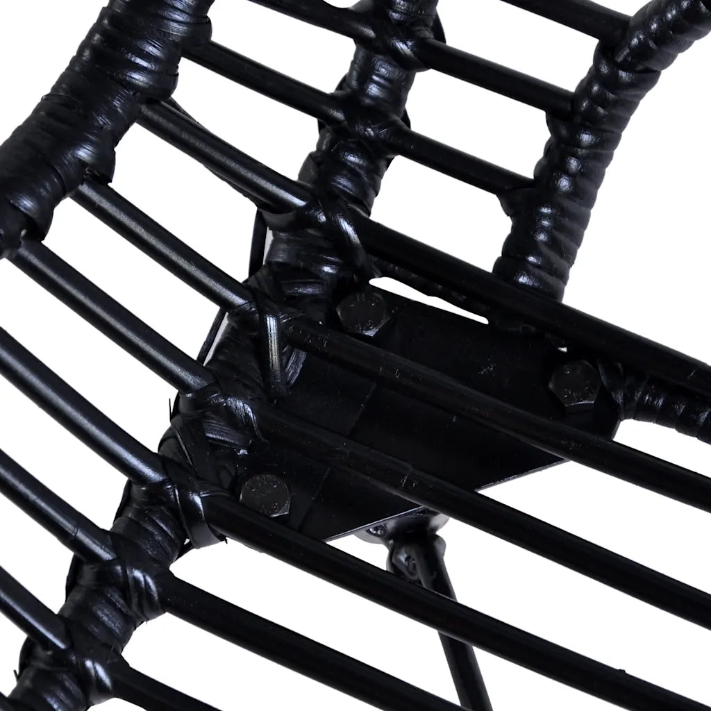Sedie da Pranzo 6 pz Nere in Rattan Naturale 275838