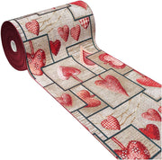 Tappeto Cucina Tessuto Gobelin 54x280 cm Passatoia Lavabile Antiscivolo Shabby Chic Cuori Bordeaux