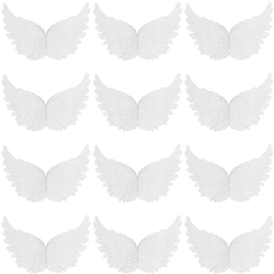 Set di 12 Ali di Angioletto Bianco Mini per Decorazione
