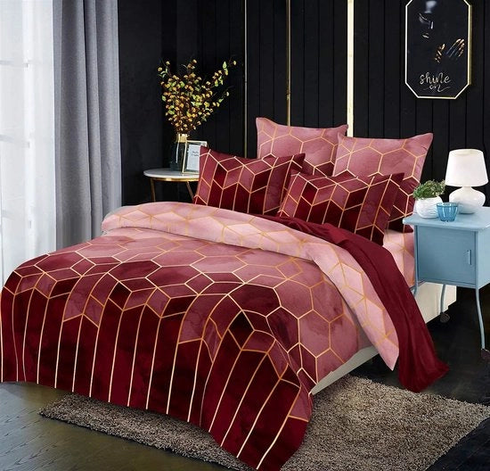 Duvetino a geometrie 2/3 parti con disegno floreale botanico stoffa per coperta da letto con imbottitura microfibra e chiusura a zip nascosto