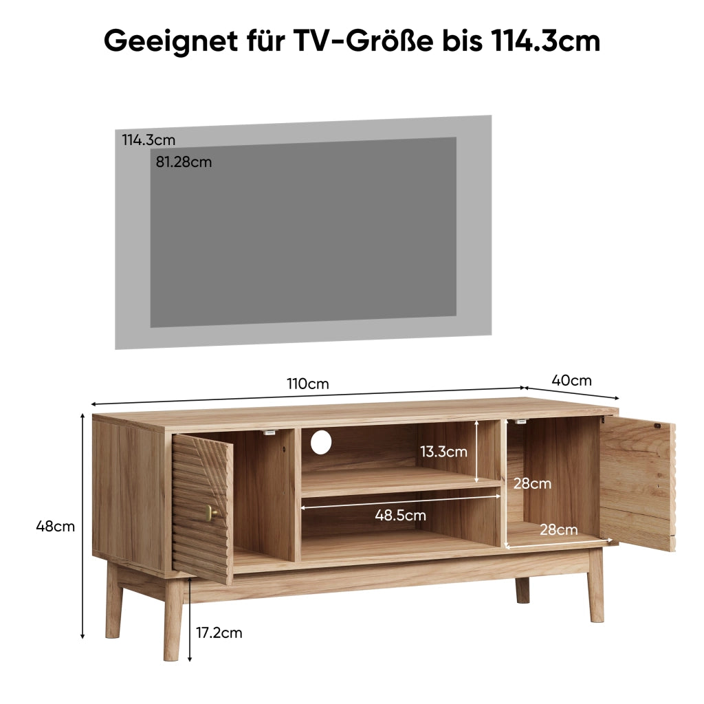 MOBILE TV Stile Mid-Century Farmhouse 110x40x48 cm Rovere