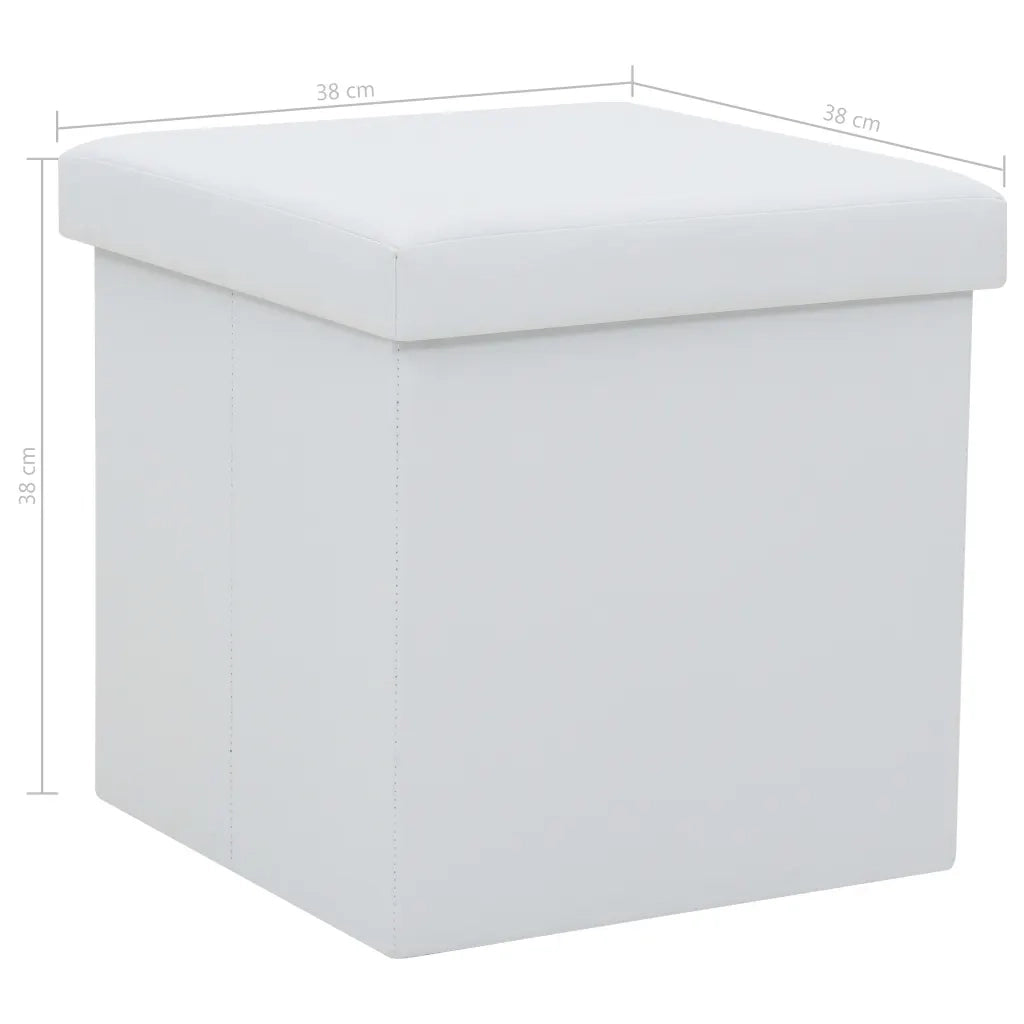 Sgabello Pieghevole con Contenitore Bianco in Similpelle 247082