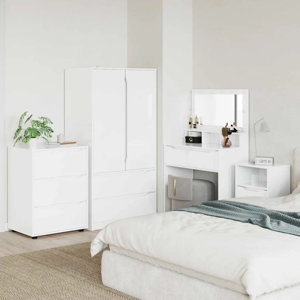 Armadio Bianco Lucido 60 x 48 x 81 cm Legno multistrato