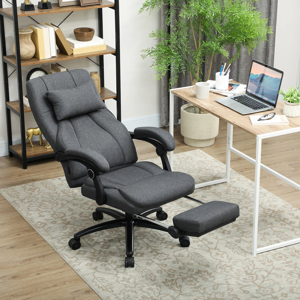 Sedia da ufficio massaggiante ¨C zephmum ¨C Grigio scuro, struttura in metallo, rotelle