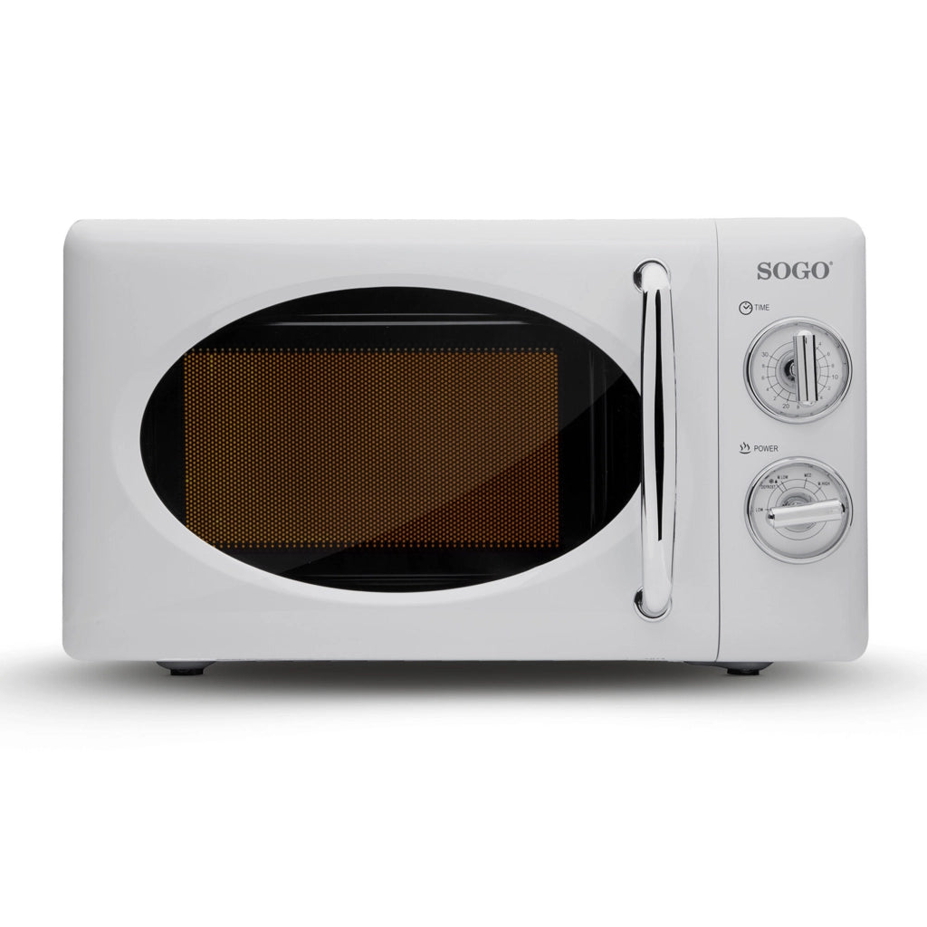 SOGO Microonde 20L 700W Senza Grill, Pannello Manuale, Funzione Scongelamento, Timer 30 Minuti, Pià¹ 5 Livelli di Potenza, Piatto Girevole