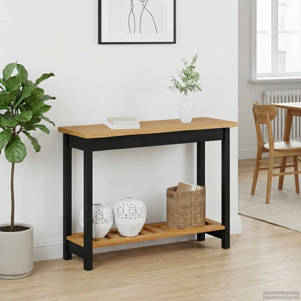 VidaXL Tavolo consolle con lo scaffale EKAI Nero 112 x 35 x 76 cm 42037017