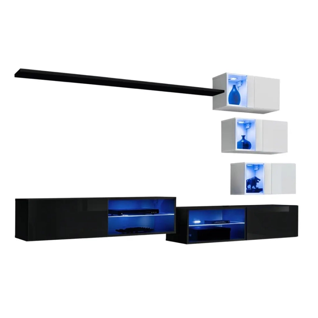 Set di mobili da soggiorno SWITCH XXIV – LED – Nero e Bianco – Composizione murale design