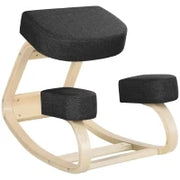 Sedia Inginocchiatoio Ergonomica in Legno di Betulla con Cuscino, 51x69x58 cm, Nero