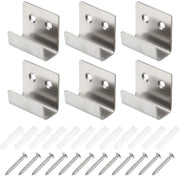 Set di 6 clip per specchio a forma di U per fissaggio al muro, dimensione L, con viti, in acciaio inossidabile, colore argento.