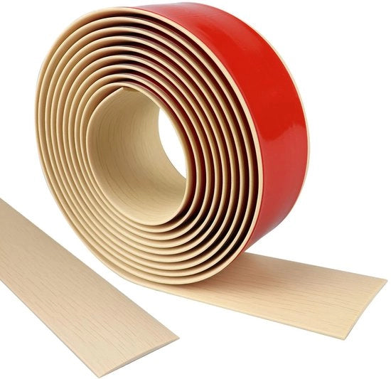 Profilo di transizione autoadesivo, 1,5m x 5cm strisce di transizione per pavimento, copertura del pavimento, piattina in PVC, striscia di transizione autoadesiva in vinile, adatta per copertura del pavimento, nervatura a scaglia in esdoorne.