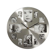 Orologio da Parete 40cm in Metallo con Cornici Foto Personalizzabili Integrate Argento Nedis